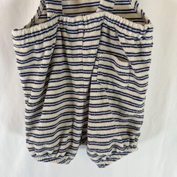 Janie and Jack Romper Boys 12-18 Months Blue White Striped Terry Cloth Button - Picture 9 of 9